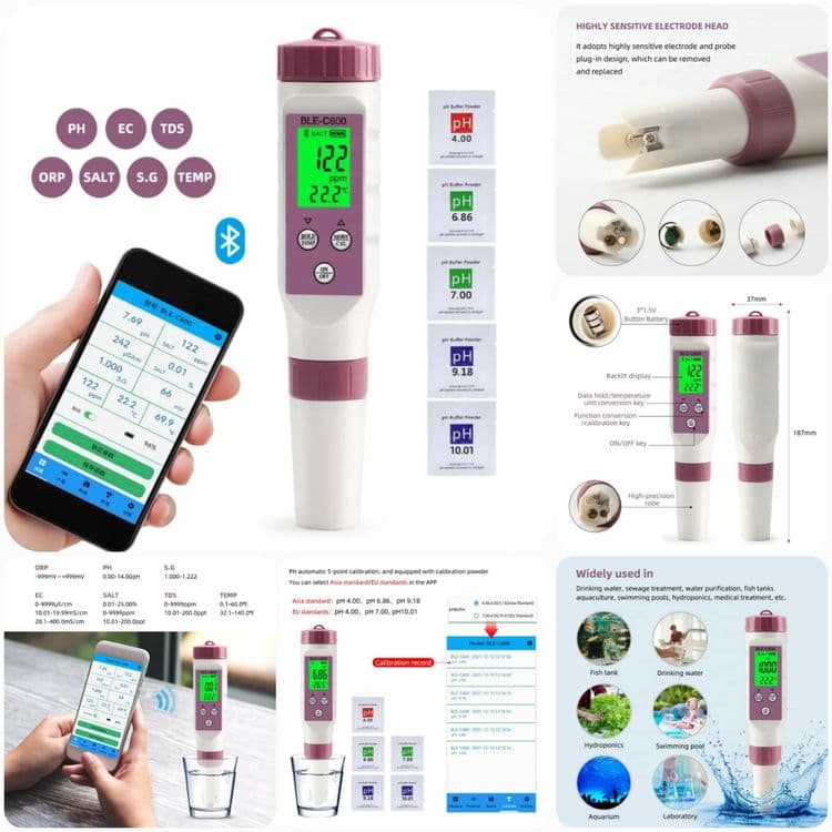 Smart Bluetooth Сув Анализатори BLE-C600 — PH/EC/TDS/SALT/ORP/S.G/TEMP — 1