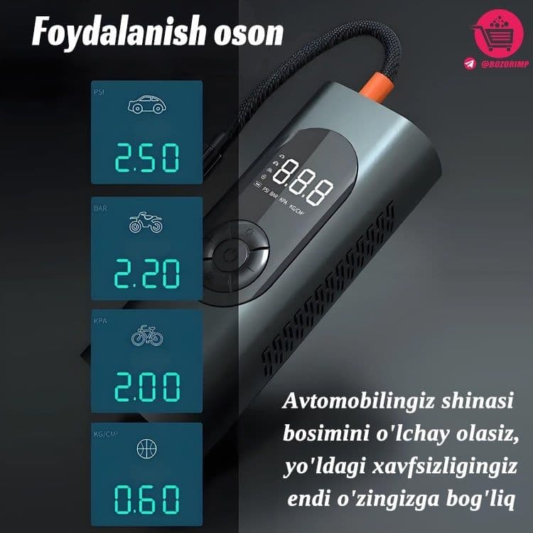 Simsiz havo haydovchi nasosi
Yangi avlod avtomobil yordamchisi — 2