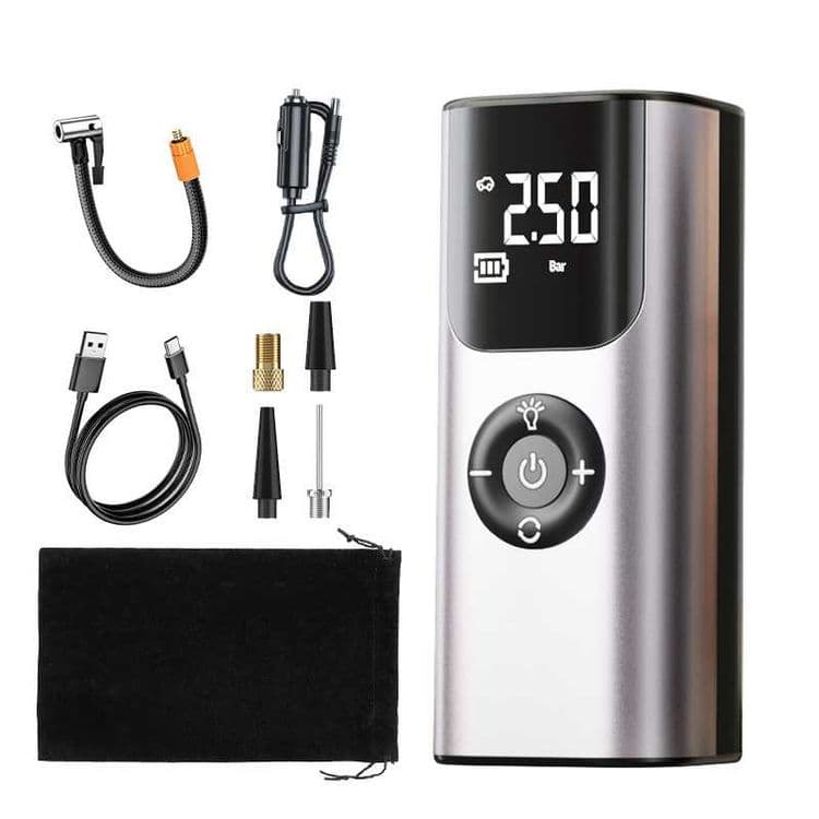 Насос автомобильный беспроводной компрессор аккумуляторный + Powerbank — 7