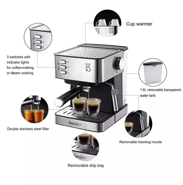 Кофемашина кофеварка эспрессо латте капучино Sonifer sf-3535 — 2