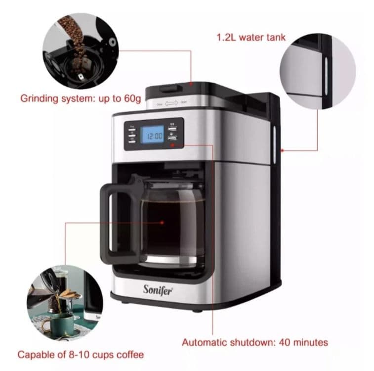 Кофеварка для чашек с измельчителем Sonifer sf-3541 — 3