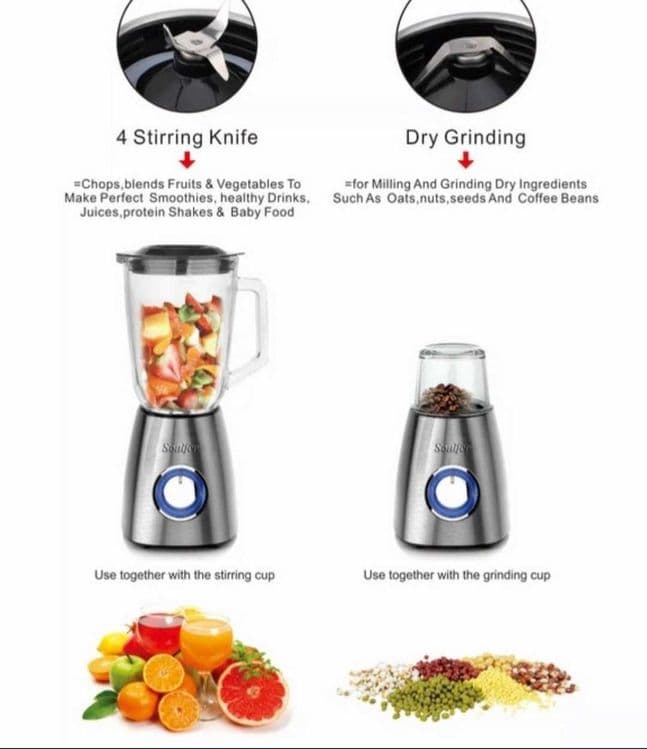 Sonifer 2в1 Блендер кофемолка блендир бледнр blender sf-8015 blendr — 5