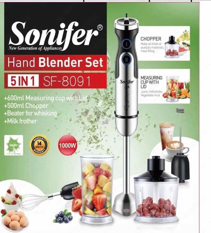 SONIFER 5 IN 1 Погружной блендер 5 скоростей работы + турборежим. — 2