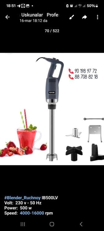 Bilindir Ruchnoy Blender Professional Uskuna ARGINALI OPTOM NARX — 1