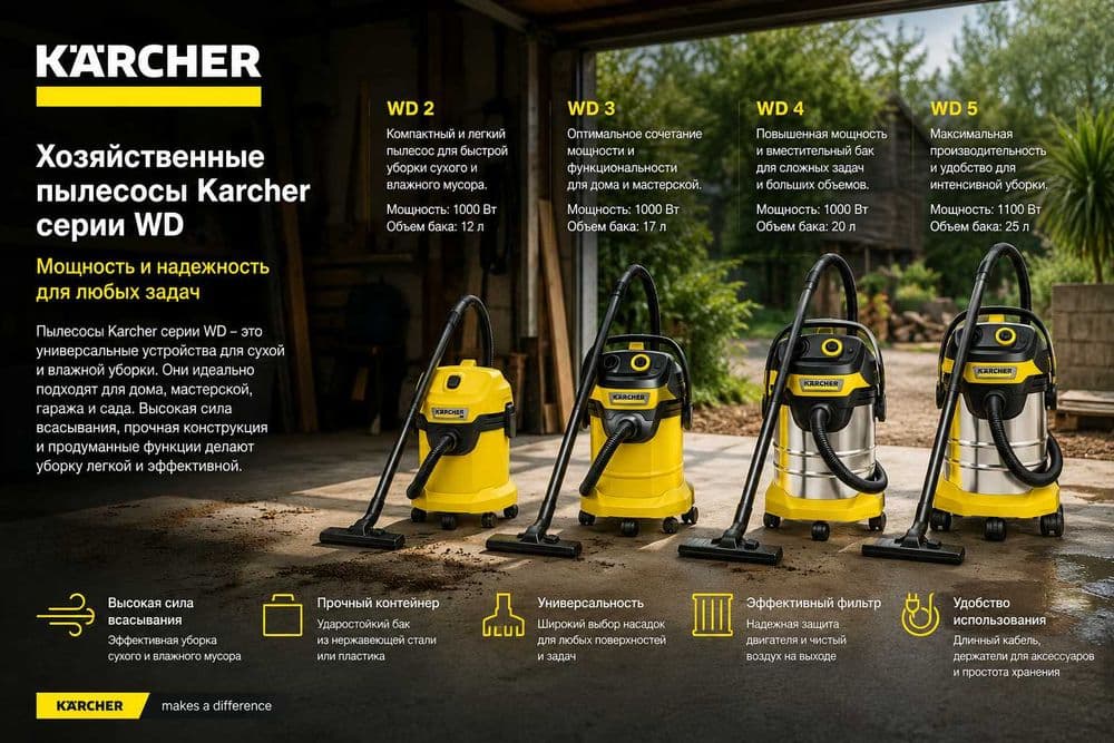 Пылесосы хозяйственные Karcher серии WD — оптом и в розницу — 1