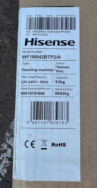 Стиральная машина Hisense 9 кг WF1I9042BTP2 Inverter Steam — 16