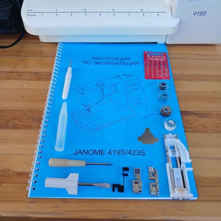Janome 419S(Япония). Год гарантии/Металл/Комплект. — 11