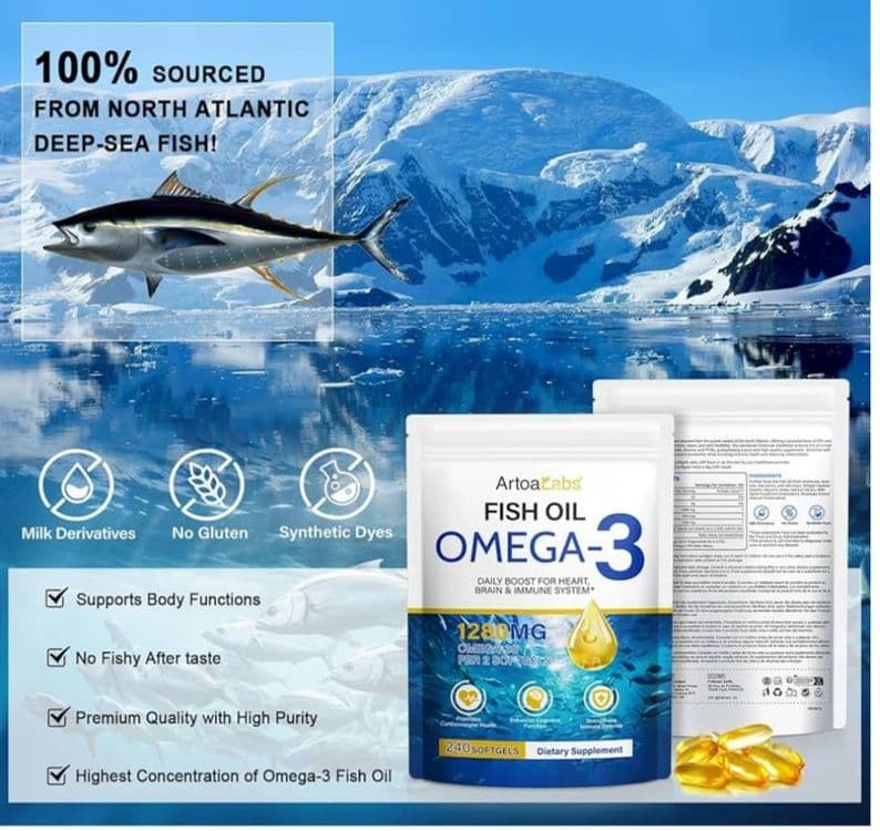 Omega 3 , 1280 mg ,240 ta softgel, SKIDKA BOSHLANDI — 9