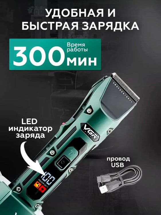 Профессиональная машинка для стрижки VGR V-696. — 4