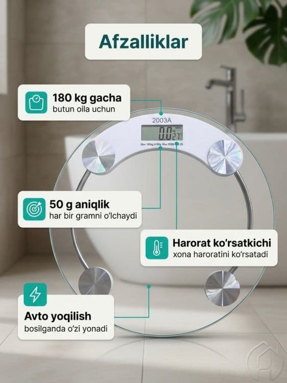 Прозрачные круглые цифровые весы, весы для тела, электронные напольные — 4