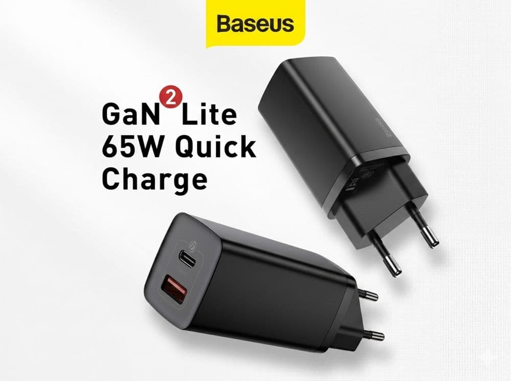 Baseus GaN2 Lite 65W Quick Charger (C+U) мощный адаптер — 1