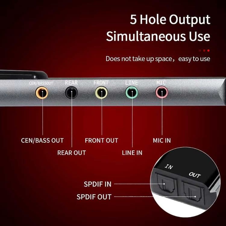 Аудио конвертер SPDIF + RCA (6x1) в USB-С и USB 3.0 — 8