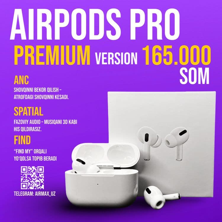Apple Airpods PRO Premium 2024 гарантия 100% + доставка по Узб — 1