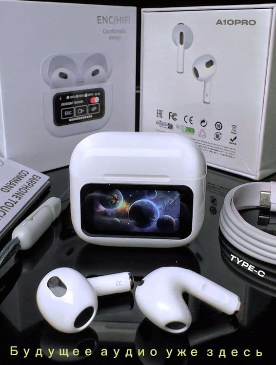 Наушники AirPods с сенсорным экраном и чистым звуком — 3