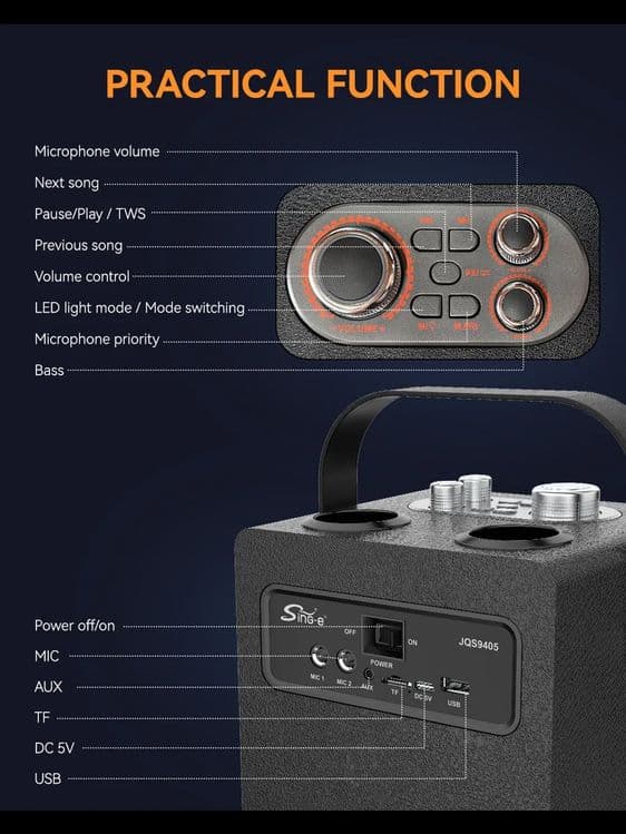 JQS 9405 SING-E 9405 ZQS колонка караоке буфер динамик с микрофоном — 4