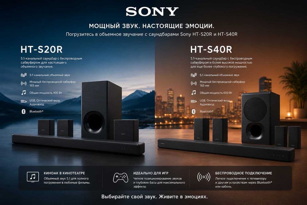 Саундбар Sony HT-S20R 5.1канальная система домашнего кинотеатра черный