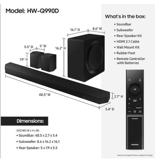 Саундбар sount barSamsung Q990F Dolby atmos 656W 11.1.4 ch pNew 2025 — 3