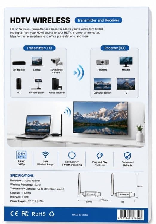 Hdm sim siz  ulanadi HD kabel siz ishlaydi 50m — 4