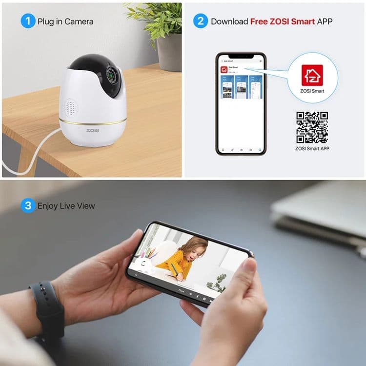 IP Camera Zosi (Original) HD 1080P Двойное аудио 360° — 4