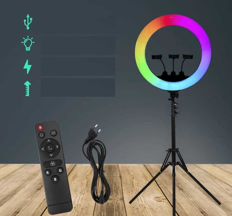 Кольцевая Лампа RGB 54 см + Штатив + Пульт — 8