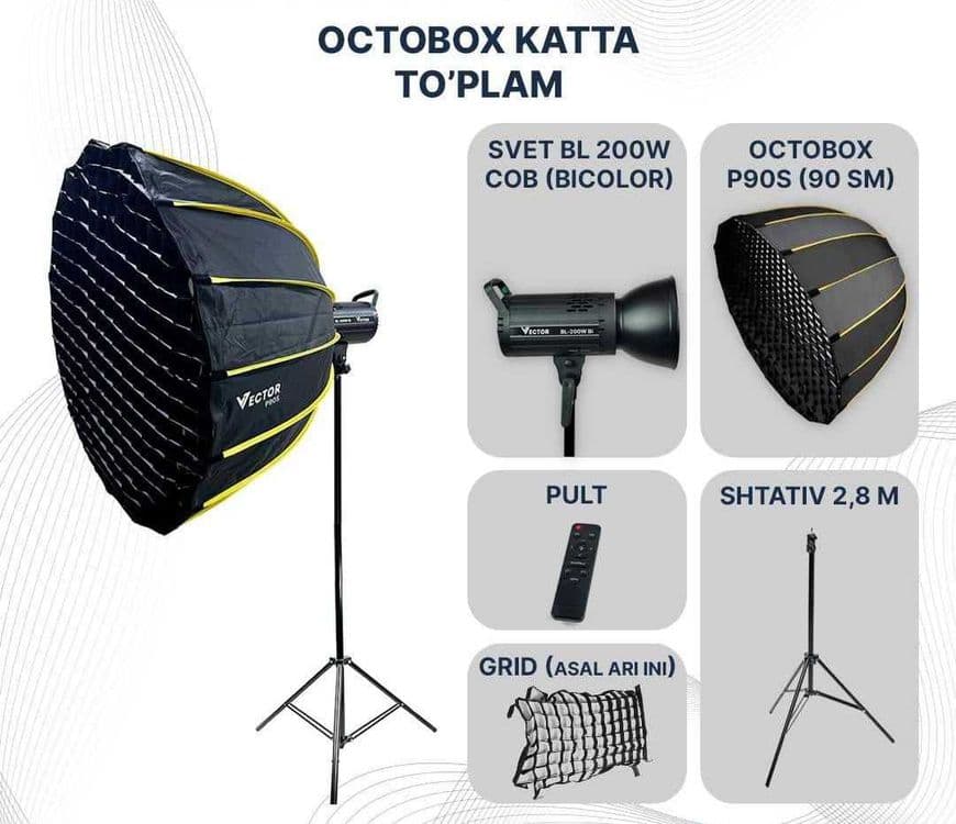 Softbox Октобокс Комплект студийного оборудования + штатив — 2