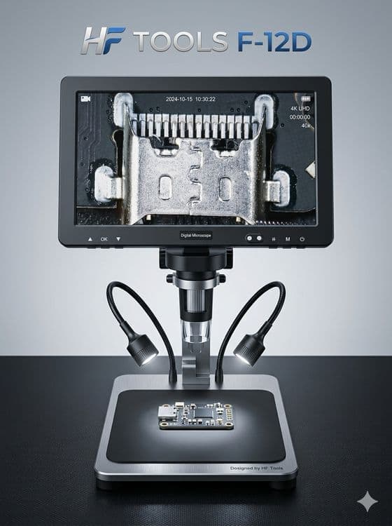Цифровой микроскоп HF Tools F-12D 10.1" IPS для ремонта телефонов и пл — 6