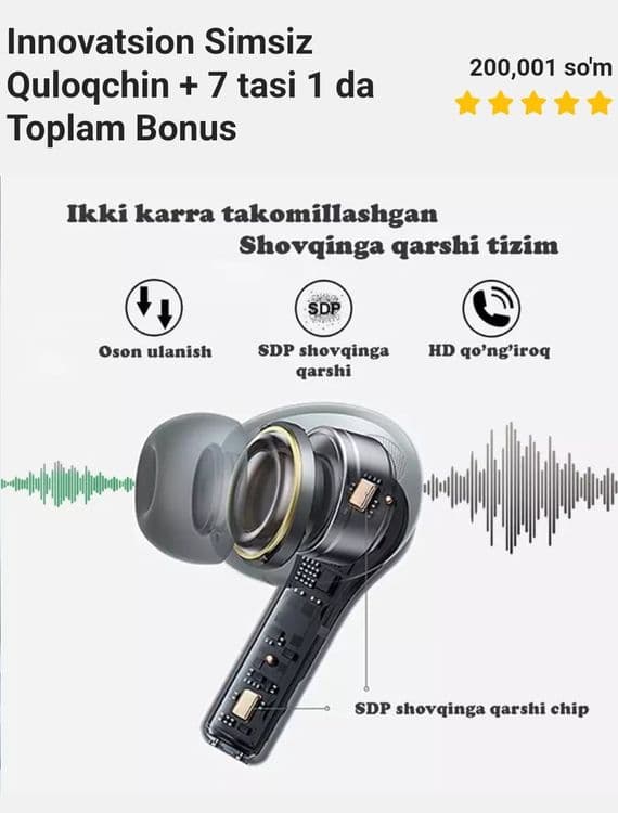 Innovatsion simsiz quloqchin + 7 tasi 1 da tuplam bonus — 4