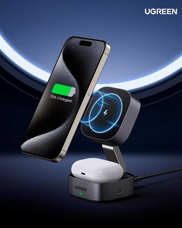 Беспроводное зарядное устройство Ugreen MagFlow 2-in-1 — 1
