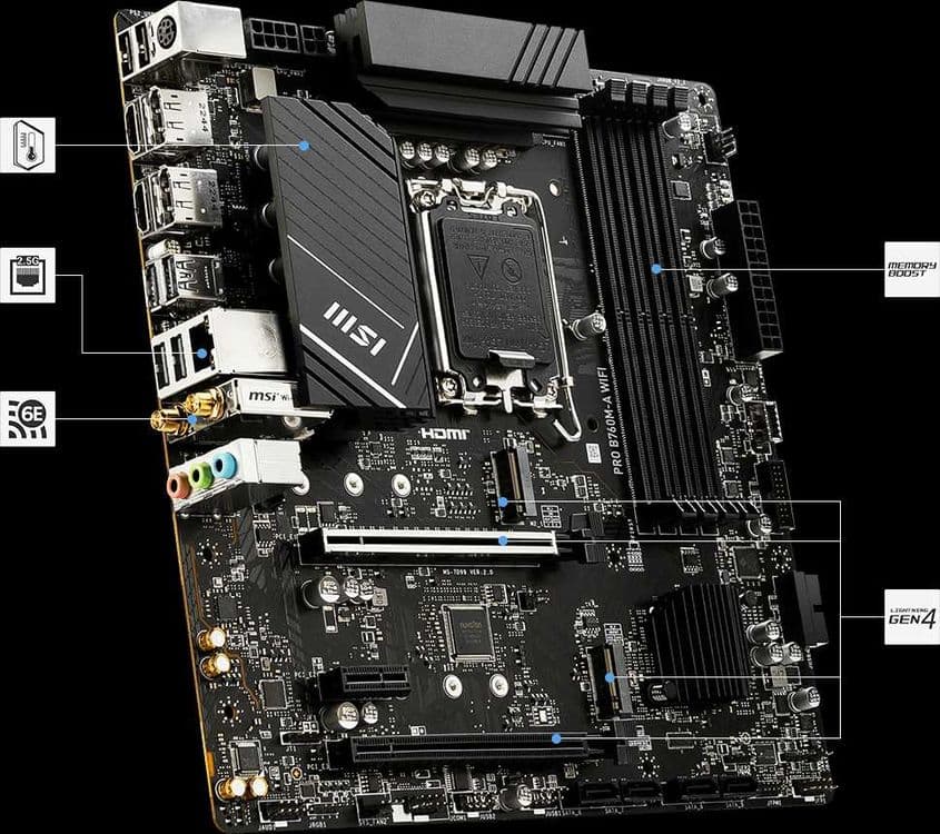 Материнская плата MSI PRO B760M-A (DDR5) Wi-Fi 6E (коробка есть)