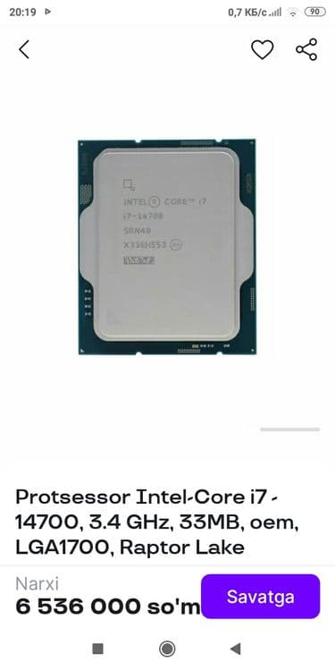 INTEL I7 14700 Sotiladi — 1
