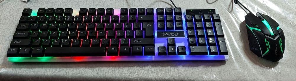 Новая мышка и клавиатура красивый с подсветкой RGB проводная USB — 5