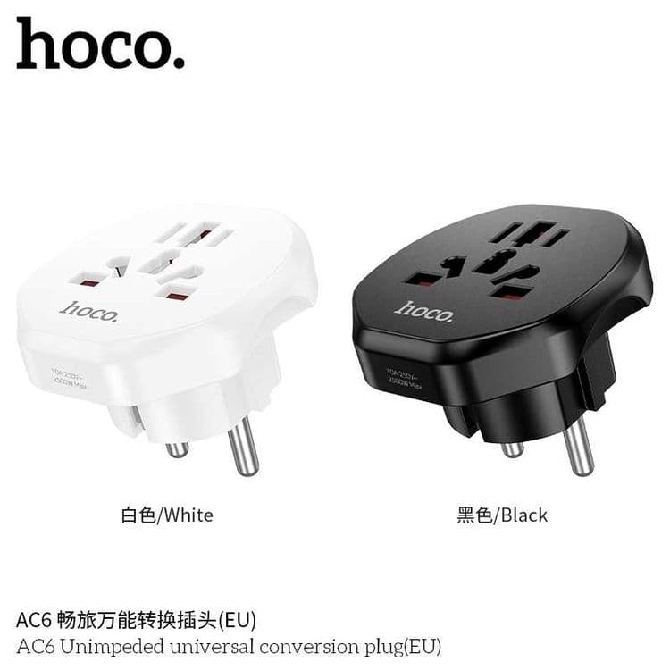 Hoco AC6 Unimpeded Универсальный Сетевой Адаптер (EU) Universal Plug — 9