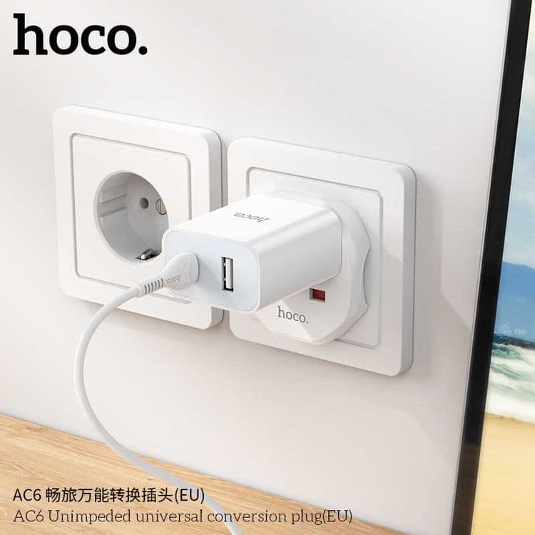 Hoco AC6 Unimpeded Универсальный Сетевой Адаптер (EU) Universal Plug — 11