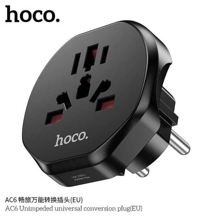Hoco AC6 Unimpeded Универсальный Сетевой Адаптер (EU) Universal Plug — 12