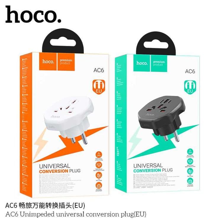 Hoco AC6 Unimpeded Универсальный Сетевой Адаптер (EU) Universal Plug — 16