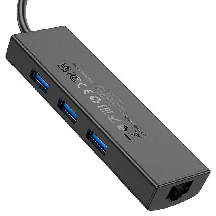 Сетевой Ethernet адаптер переходник HOCO HB42 USB LAN Rj45 + USB 3.0 — 12
