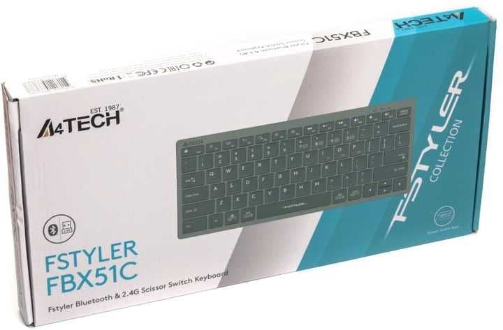Беспроводная клавиатура A4Tech FBX51C GREY-Matcha Green-White++ — 10