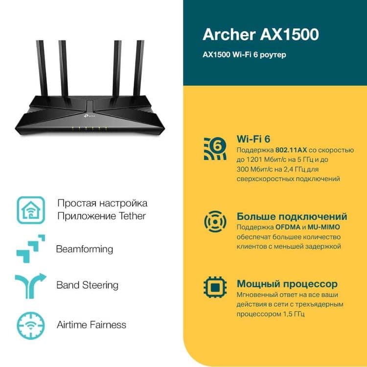 ЕСТЬ Роутер (Router) TP-Link Archer AX1500/AX1500 Wi-Fi 6 Router*-* — 12
