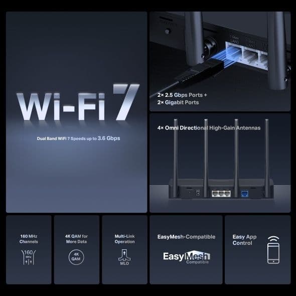 # New!!! Mercusys MR27BE BE3600 WiFi 7 Router Двухдиапазонный роутер — 4