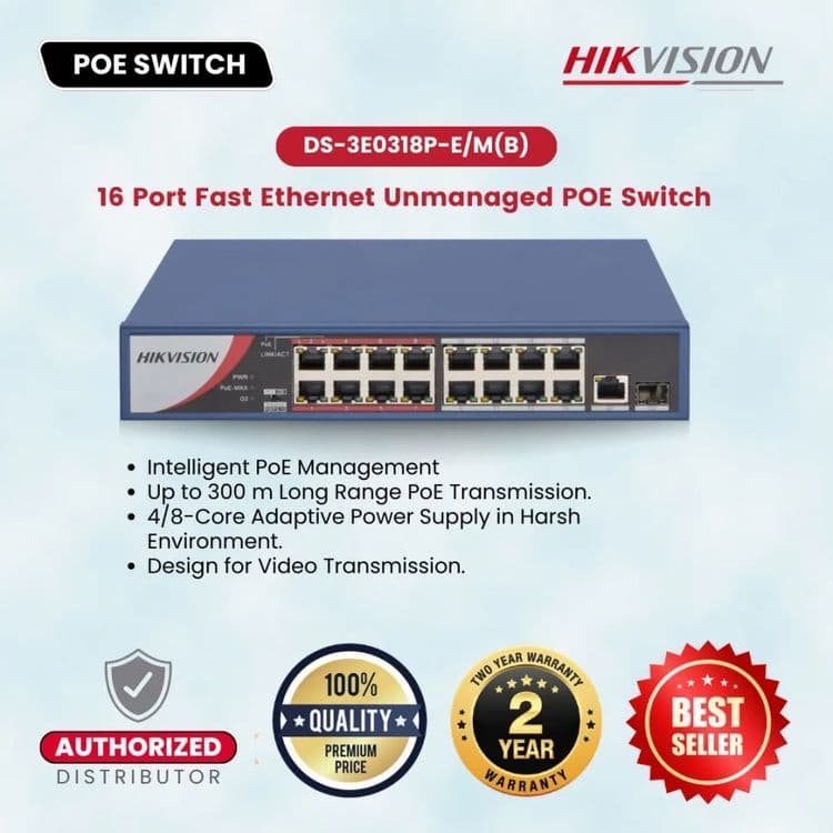 Poe камутатор hikvison DS-3E0318P-E — 3