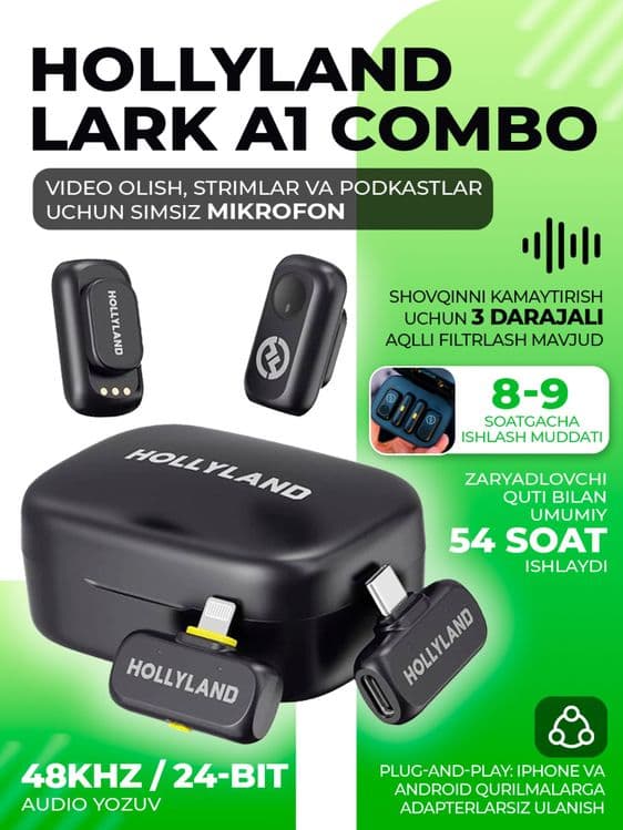 LARK hollyland A1 combo•Typce+Lighting•безпроводной петличный микрафон — 7