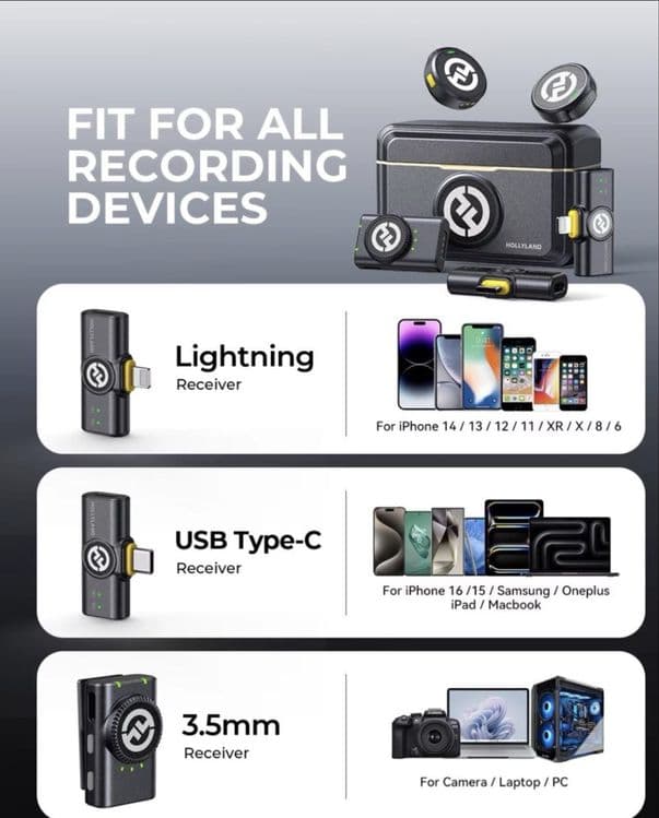 Hollyland lark M2 combo lighting+typce universal безпроводной петличка — 6