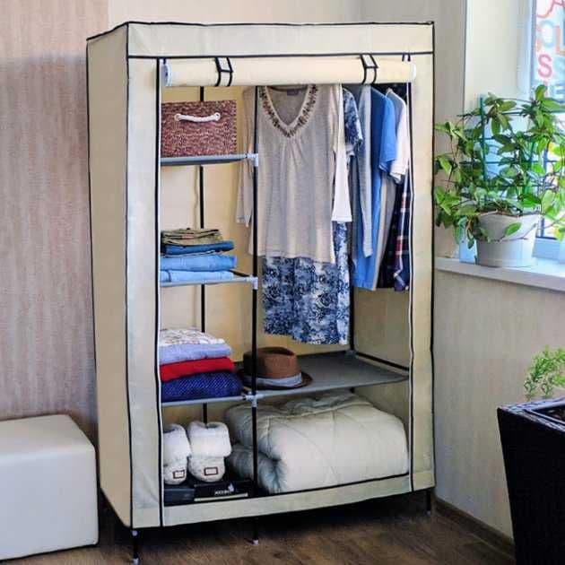 Шкаф тканевый двухсекционный HCX «88105 beige» 105х45х170 см. — 2