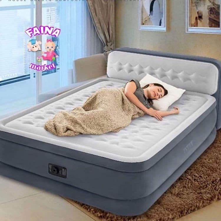 Intex 64448 Надувная кровать HEADBOARD AIRBED со спинкой, встроенный н — 1