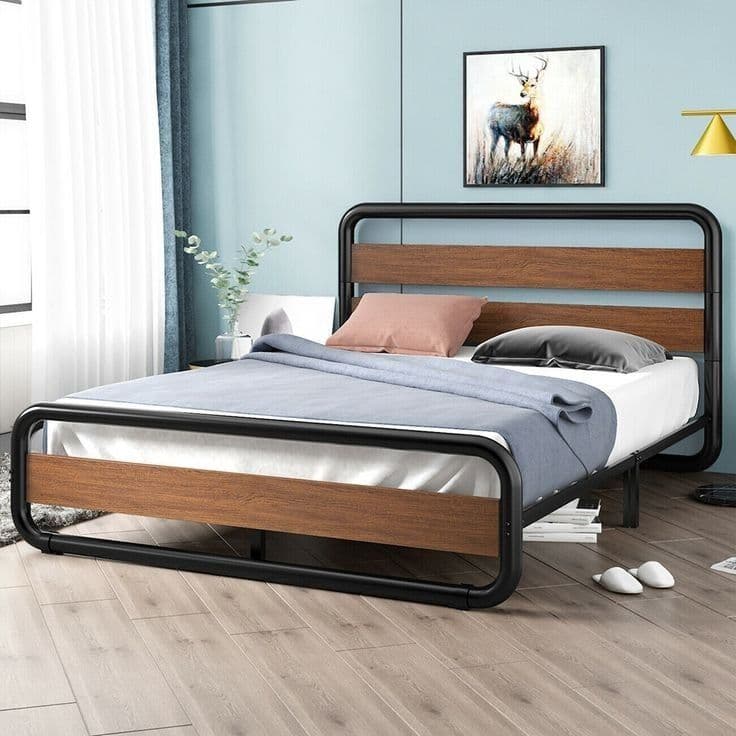 Двухспальная кровать металлические 2 kishili krovat loft dizayn optom — 1
