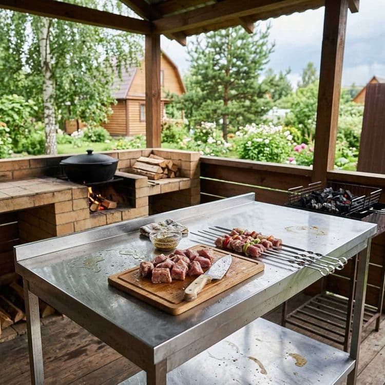 Уличный стол для двора и барбекю (Нержавейка) Dacha stoli Nerjaveyka — 1