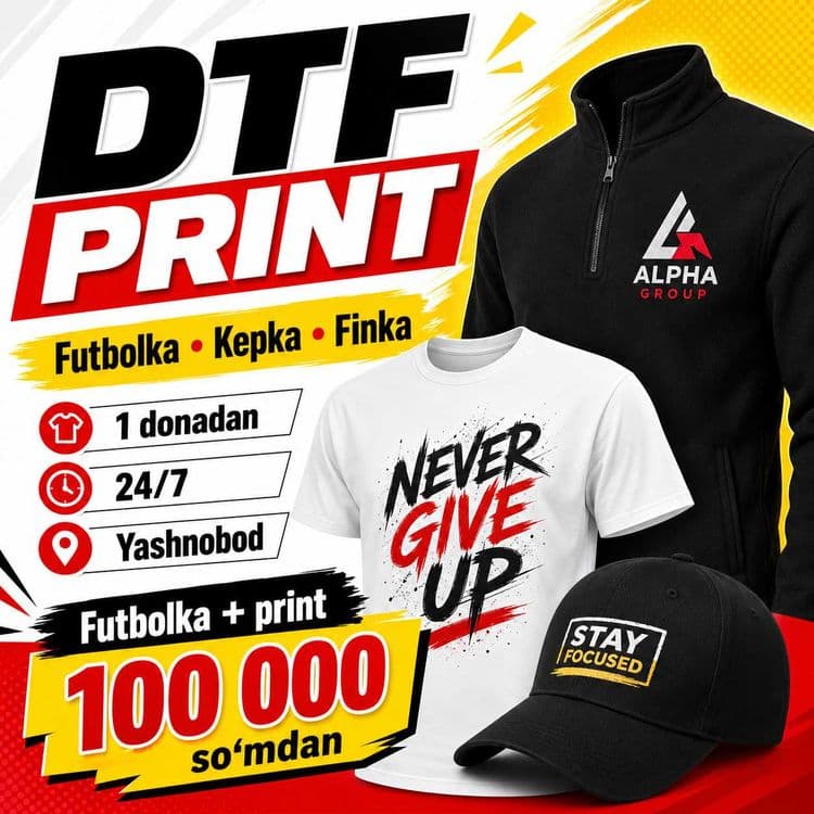DTF print, futbolkaga print — Yashnobod 24/7 — 1