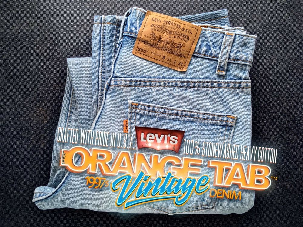 VINTAGE 1997 Made in U.S.A. LEVI'S® 550™ Orange Tab™ Jeans — W31 L32 — 1