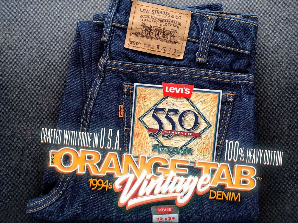 VINTAGE 1994 Made in U.S.A. LEVI'S® 550™ Orange Tab™ Jeans — W32 L34 — 1