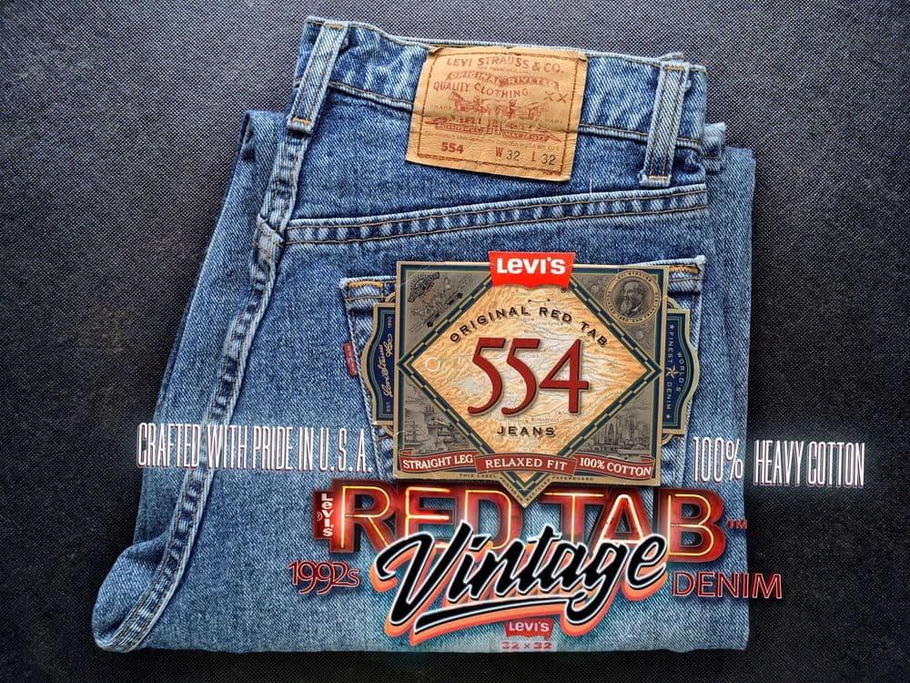 VINTAGE 1992 Made in U.S.A. LEVI'S® 554™XX Relaxed Fit Jeans — W32 L32 — 1